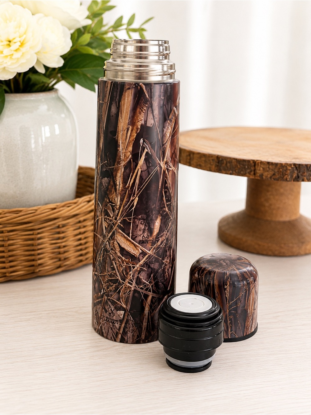 New Real Tree Camouflage Stainless Steel Thermos Hot Cold Hunting Camping 25oz N